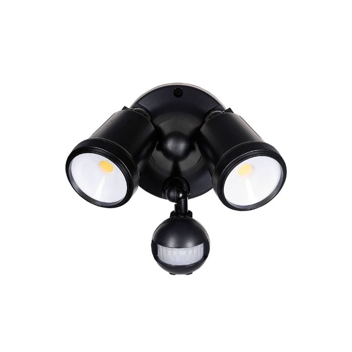 Brilliant Black Raptor III LED DIY Twin Security Light with Sensor