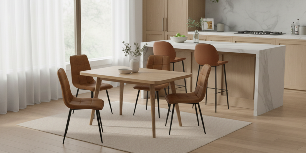 Levede 4x PU Leather Padded Seat Dining Chairs Brown