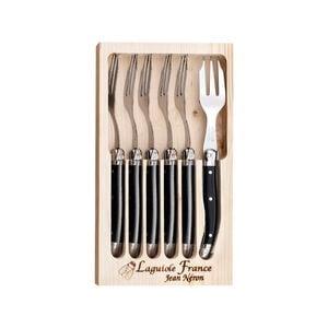 Laguiole Jean Neron 6pc. Cake Fork Set - Black
