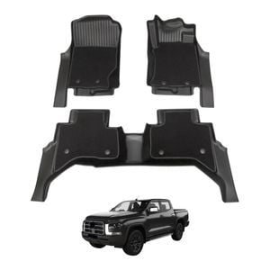 AUSGO Double-Layer Car Floor Mats for Mitsubishi Triton MV Next-Gen Dual Cab 2024-Onwards All-Weather Floor Liners