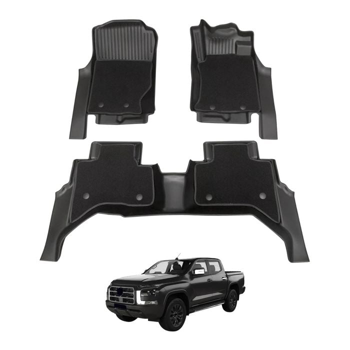 AUSGO Double-Layer Car Floor Mats for Mitsubishi Triton MV Next-Gen Dual Cab 2024-Onwards All-Weather Floor Liners