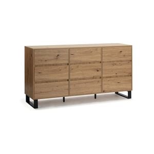 Design Square Dan Dresser Chest Of 9-Drawers Storage Cabinet - Oak/Black