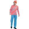 s Red & White Stripe COSTUME FULL SET Party Hat Shirt Top Pants Book Week Halloween Small