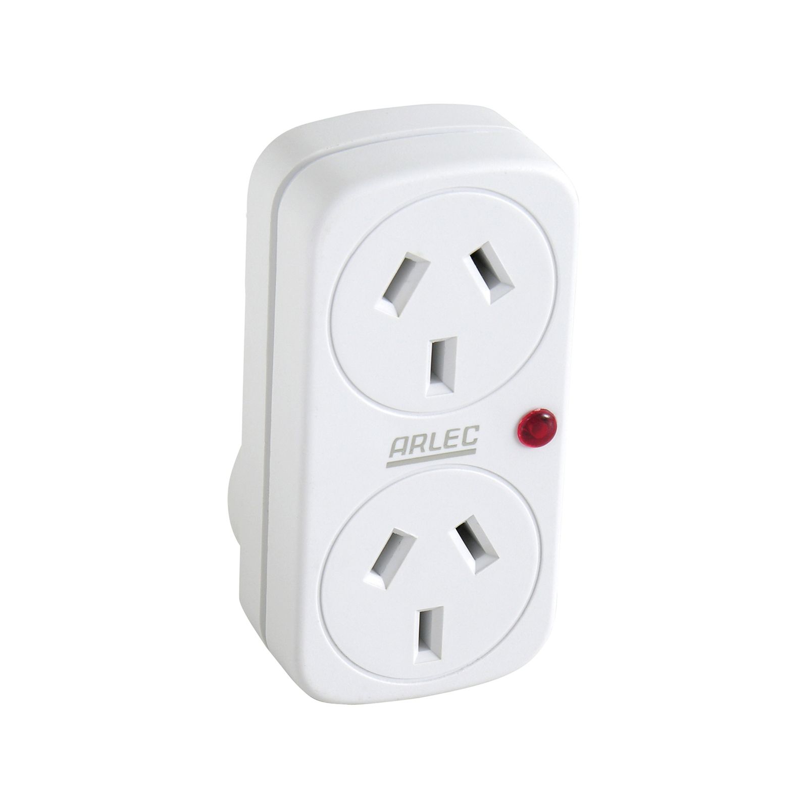 Arlec Vertical Double Adaptor with Surge Protection and Audible Alert product image