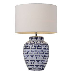 Telbix Ting Modern Table Desk Lamp Light Fabric Ceramic Blue White