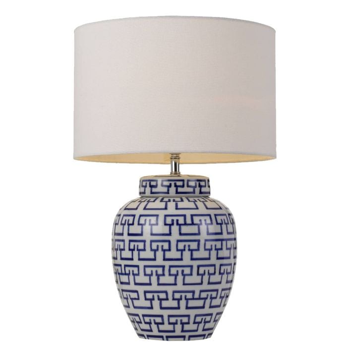 Telbix Ting Modern Table Desk Lamp Light Fabric Ceramic Blue White