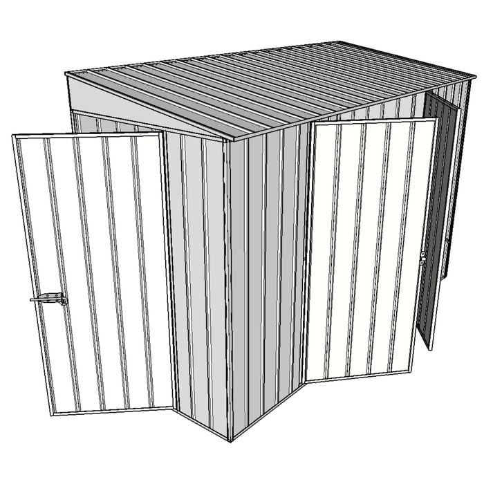 Build-A-Shed 1.2 x 3.0 x 2.0m Skillion Double Hinged Side Doors Shed - Zinc