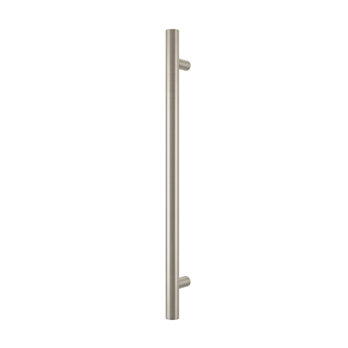Barelli 950mm Brushed Nickel Single Round Vertical Heated Towel Rail