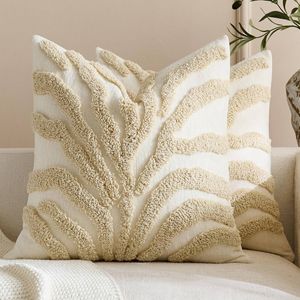 Gioia Casa 2-Pack Tufted Leaf Cushion Covers 45cm x 45cm - Ivory