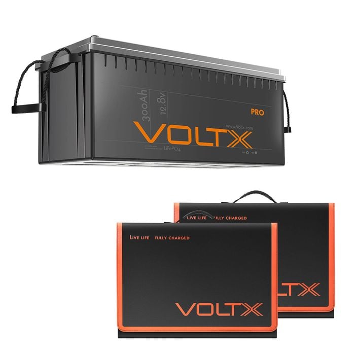 Voltx 12v 300ah Lithium Battery + 400w Solar Panel Foldable