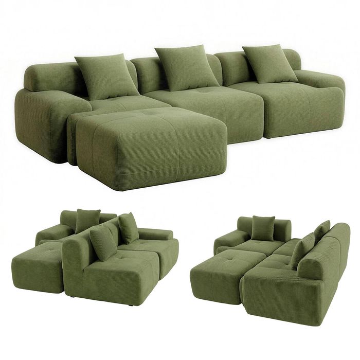Artiss Modular Sofa Bed Comfort L-shaped Sectional Boneless Couch Green