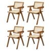 Oikiture 4x Dining Chairs Rattan Chair Walnut