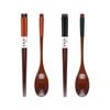 Anygleam Mixed Color 4pcs Wooden Chopsticks and Long Ladle Set Reusable Kitchen Tableware