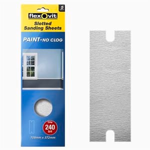 Flexovit Painted Surface Slotted Sanding Sheet 108 x 372mm 5pk - Very Fine