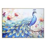 Blue Peacock Hand Painting Canvas/Wall Art w. Gold PS Frame