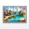 Lakeside Village with Mountains  Print 100% Australian Made 120x90cm  (Poster)