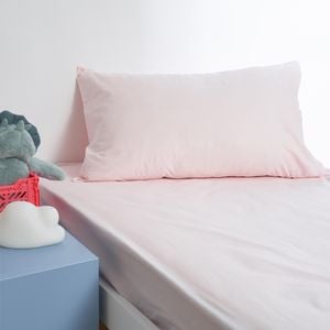 Minikins Junior Single Bed Fitted Sheet Set 180tc 100% Cotton Solid Baby Pink