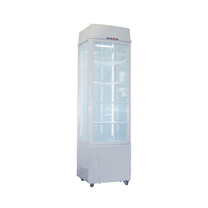 Exquisite Upright Glass Display Refrigerators White With Led 235 Litre