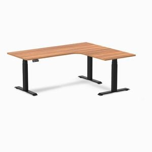 Desky L-shape Sit To Stand Prime Oak Melamine Desk 1800x1500mm - Right Return Height Adjustable Matte Black Leg