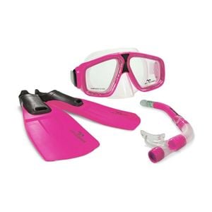 Land & Sea Sports Adventurer Snorkelling Fins Goggles Set Pink M AU 7-8