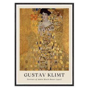 Galrie Gustav Klimt's Portrait of Adele Bloch-Bauer - Iconic Art Nouveau Masterpiece, Black Frame, 70 x 100cm (28 x 40inch)