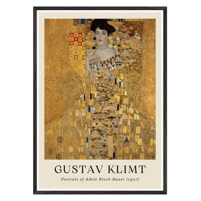 Galrie Gustav Klimt's Portrait of Adele Bloch-Bauer - Iconic Art Nouveau Masterpiece, Black Frame, 70 x 100cm (28 x 40inch)