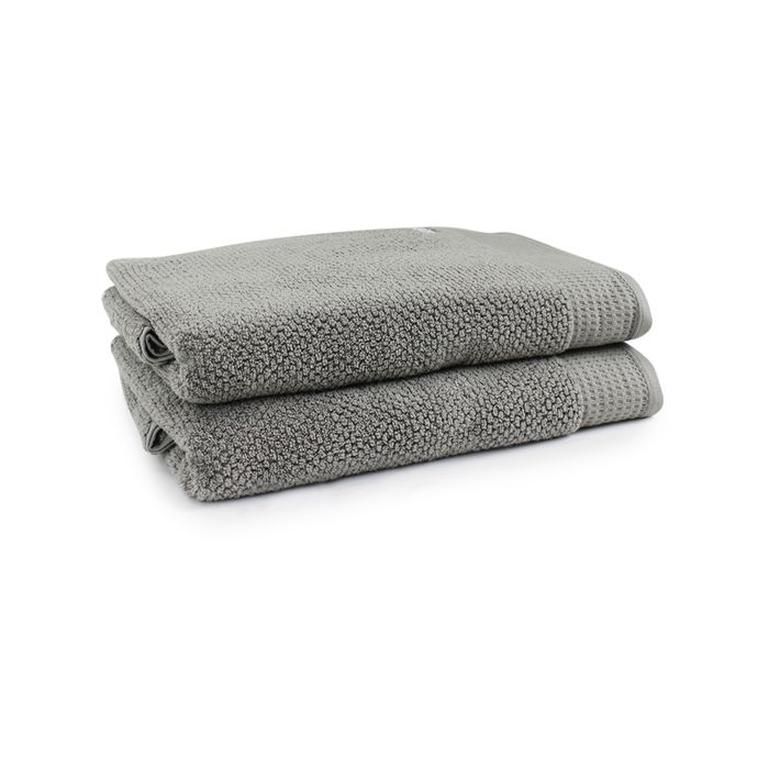 2pc Onkaparinga 90x167cm Avalon Bath Sheet 550GSM Warm Silver