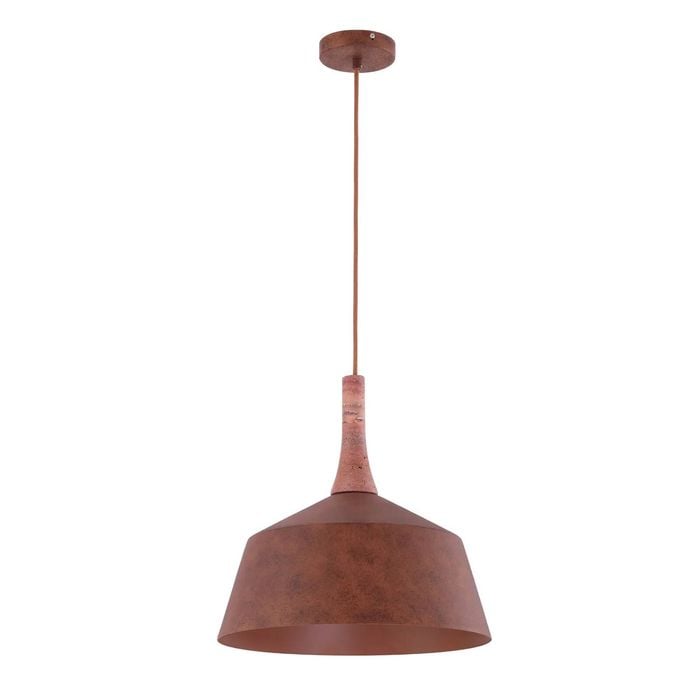 Cla Lighting Oxido Interior Angled Dome Pendant Light Rustic Brown With Travertine Highlight Od400mm