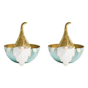 2PK LVD 16x15cm Metal Santa Bowl Large Home Xmas Decor - Aqua