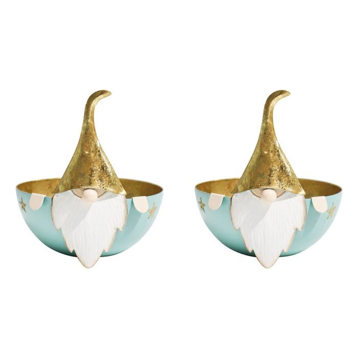 2PK LVD 16x15cm Metal Santa Bowl Large Home Xmas Decor - Aqua