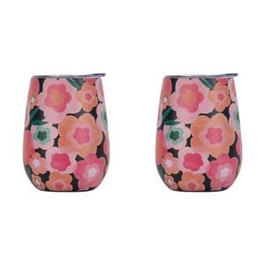 2PK Annabel Trends 295ml Stainless Steel Wine Tumbler - Midnight Blooms