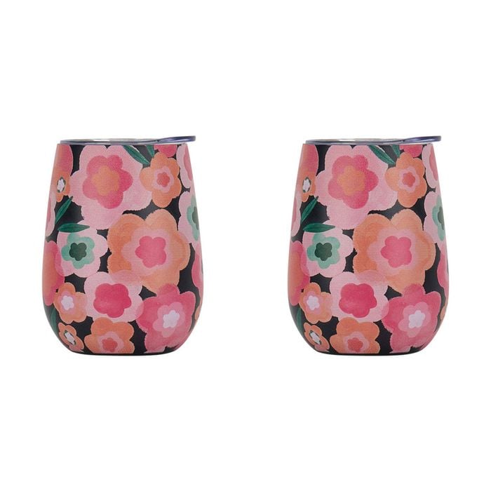2PK Annabel Trends 295ml Stainless Steel Wine Tumbler - Midnight Blooms