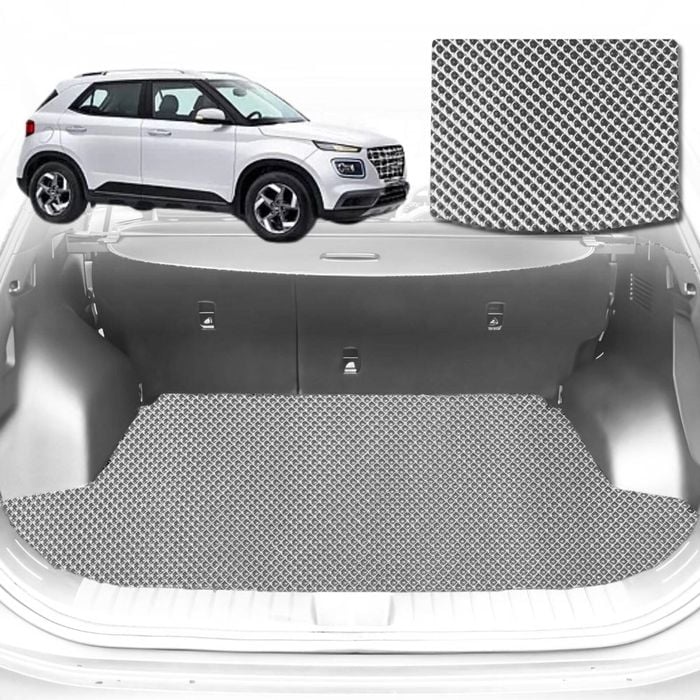 6D Diamond Car Boot Mat for Hyundai Venue 2019-Current-Cargo Mat-Grey-Outback GT (With Flaps)