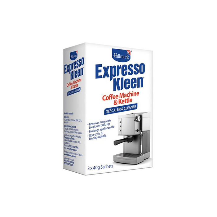 Hillmark 40g Expresso Kleen Coffee Machine Kettle Appliance Descaler And Cleaner - 3 Pack