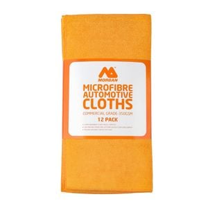 Morgan 40 x 40cm Orange Blue Green 350gsm Automotive Microfibre Cleaning Cloth - 12 PK