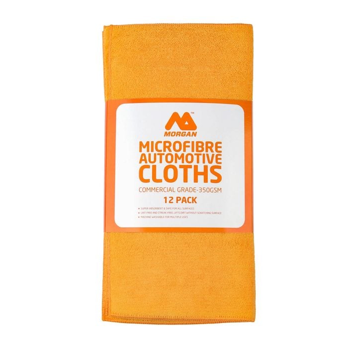 Morgan 40 x 40cm Orange Blue Green 350gsm Automotive Microfibre Cleaning Cloth - 12 PK