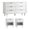 Oikiture 6 Chest of Drawers and 2 Bedside Tables Dressers Bedroom Set White