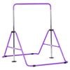 Advwin Foldable Kids Gymnastics Bar w/5 Adjustable Height for Home Training, Purple