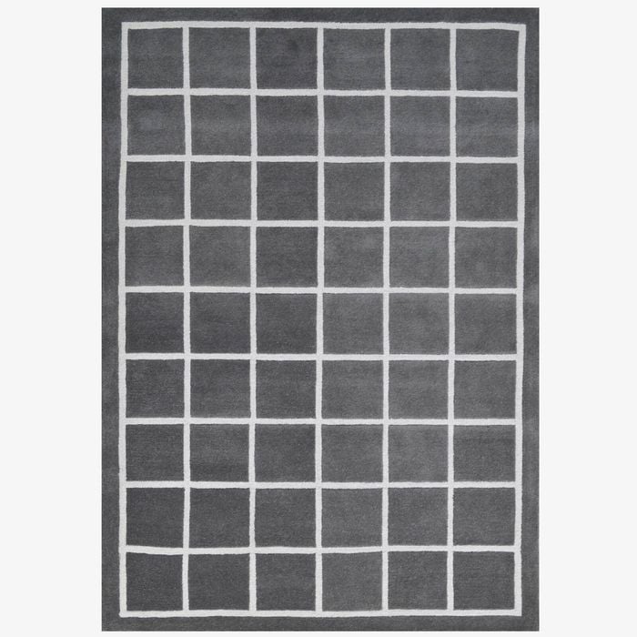 Checker Wool Rug-Box 6422-Grey/Ivory-160x230cm