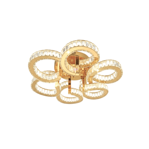 Element Lighting CIAO 6 Ring Crystal Light CTC Tri-colour Led 700mm (Gold)