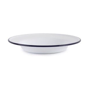 Olympia Enamel Soup Plate Retro Blue And White Steel 245mm 6 Pack