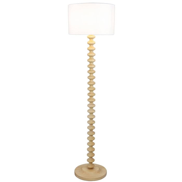 Luxon Floor Lamp Rubber Wood & Fabric