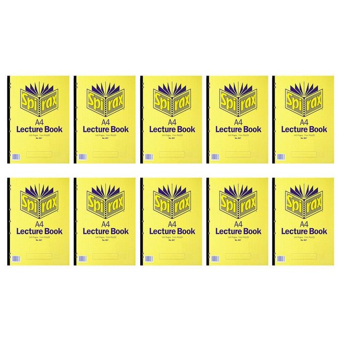 10x Spirax 907 Lecture Book A4 School Stationery 140 Pages 7mm Ruled Yellow