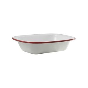 Urban Style Enamelware 26cm Pie Dish w/ Red Rim - White