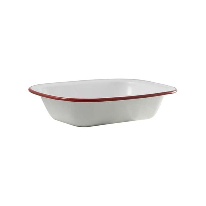 Urban Style Enamelware 26cm Pie Dish w/ Red Rim - White