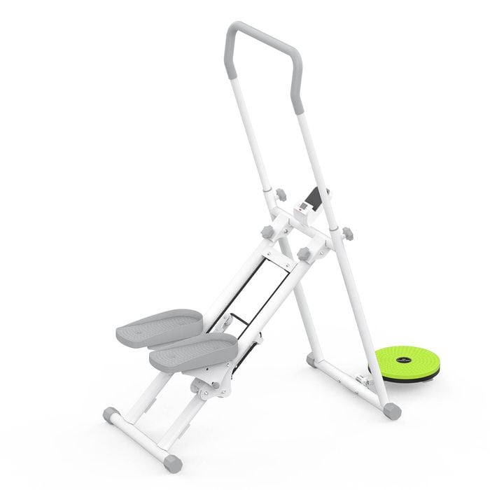 Advwin Adjustable Stair Stepper w/Twisting Waist Disc, Full Body Vertical Climber Exercise Machine for Home White