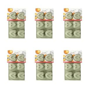 6x 6pc Topchef Silicone Heat Resistant Mould 30x17cm Heart Assorted