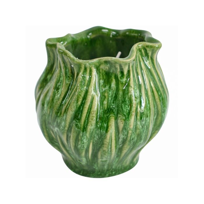Ceramic 10cm Scented Tealight Candle Bud Juniper - Green