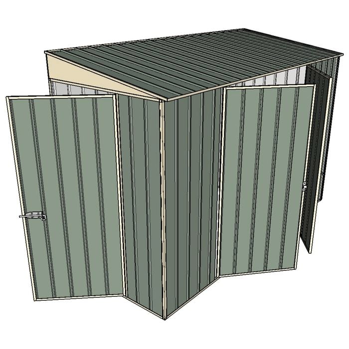 Build-A-Shed 1.2 x 3.0 x 2.0m Skillion Double Hinged Side Doors Shed - Green