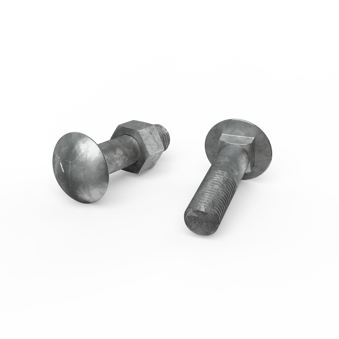 ZENITH M16 x 65mm Hot Dip Galvanised Cup Head Bolts & Nuts - Each